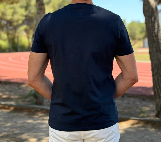 Camiseta hombre "Best Friends" azul oscuro de algodón orgánico