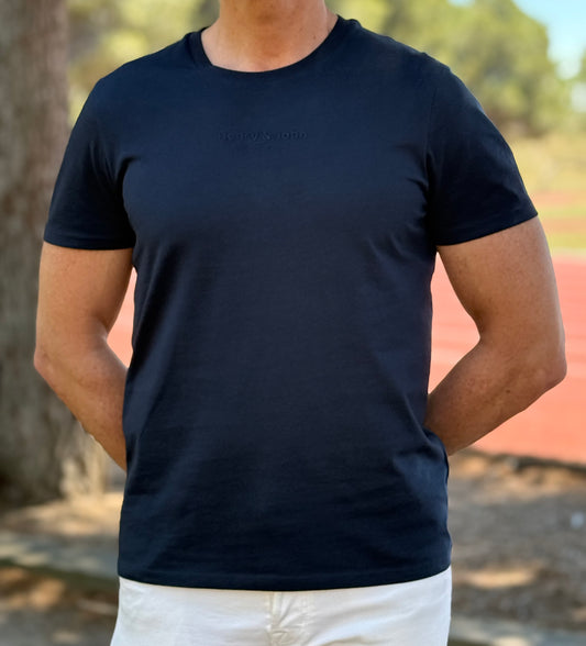 Camiseta hombre "Best Friends" azul oscuro de algodón orgánico 